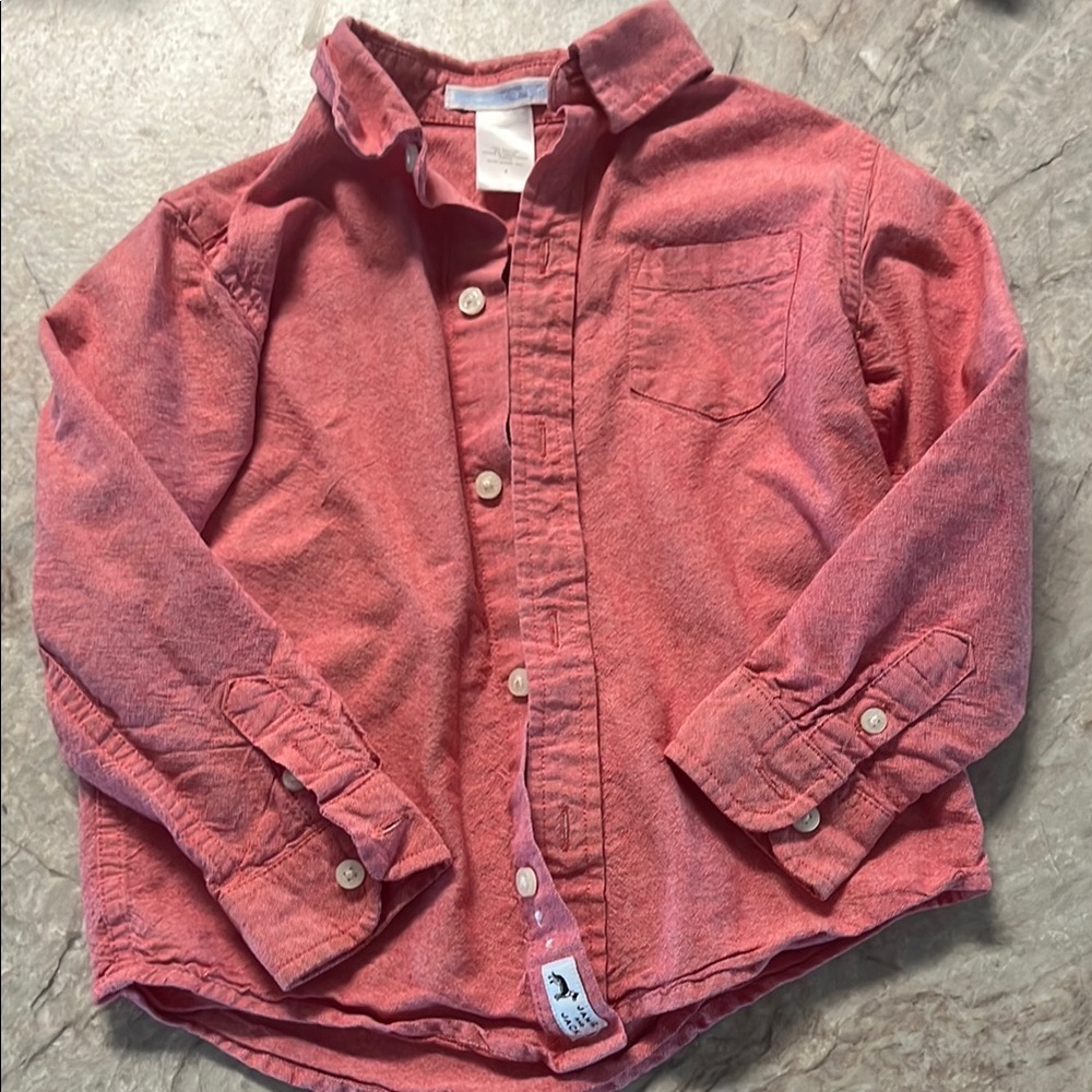 Janie and Jack Red Button Down Shirt Classic Style